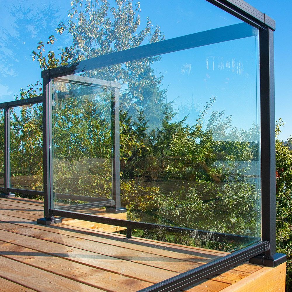 Garde-corps de terrasse en verre moderne, canal en U en verre d'extérieur, sans cadre, verre trempé de 12 à 20mm, aluminium 